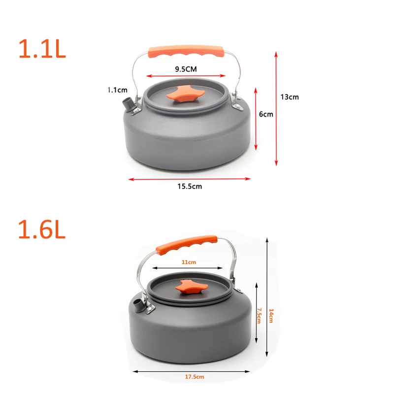 1.1/1.6L Outdoor Kettle Aluminum Alloy Pot Travel Pan Teapot Coffee Tableware Cookware for Hiking Camping Cookware Accessories camping cookware coffee kettle outdoor pot water kettle