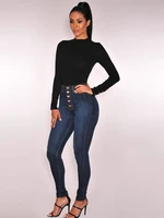 High Waist Push Up Jeans Pants For Women High Elastic Stretch Ladies Jeans Mom Trousers Washed Denim Skinny Pencil Pants 2