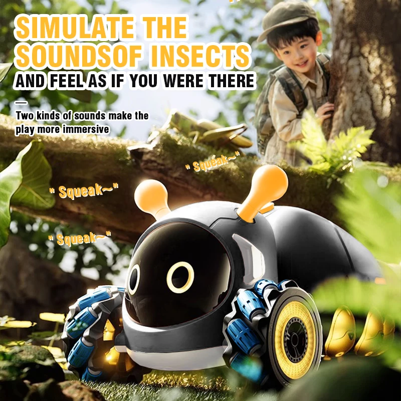 Plastic 4WD RC Insect Stunt Car with Spray Light for Kids