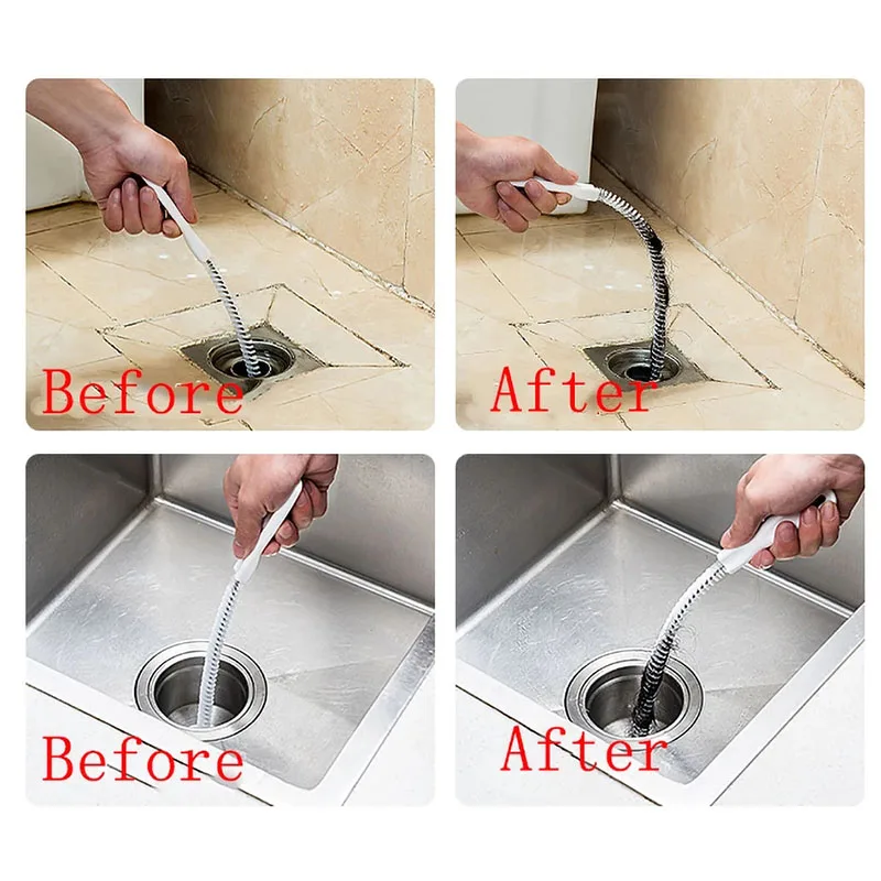 1pc Bendable Drain Cleaning Brush Hair Clog Remover Tool For Sink