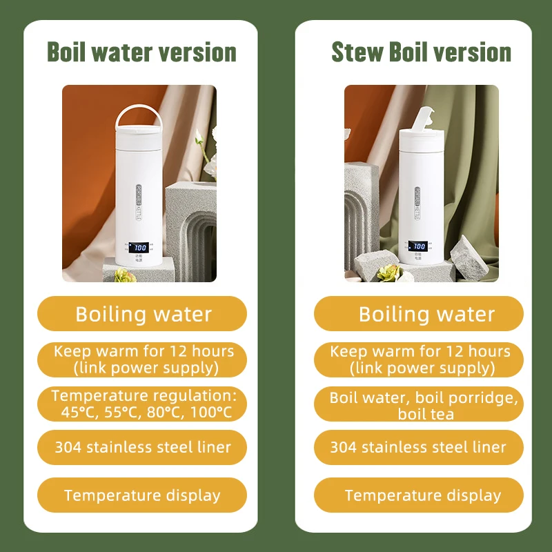 110V/220V 500ml Electric Kettle Portable Travel Boil Water Cup Thermo Pot Smart Teapot Temperature Adjustment Kettle LED Display 6
