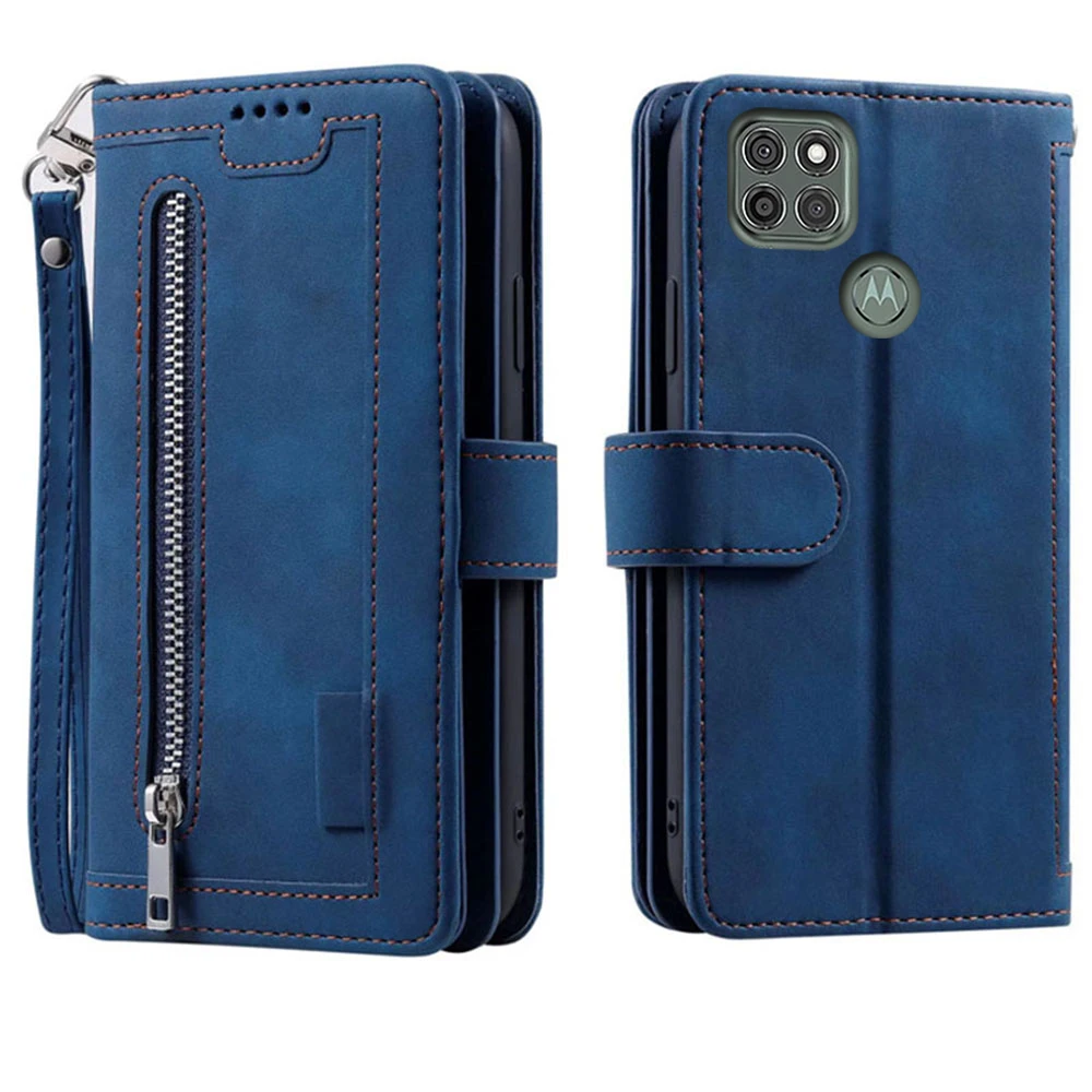 Elegant 9-Card Wallet Case with Zipper Flip Folio and Wrist Strap in Carnival Design