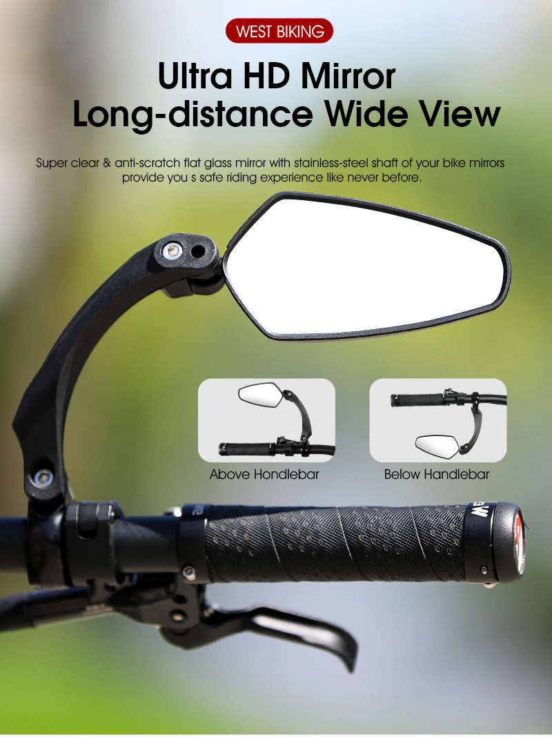WEST BIKING Fahrrad-Rückspiegel, 360-Grad-verstellbar, Fahrradlenker, Rückspiegel, Fahrradzubehör, Fahrradspiegel – Detail 9
