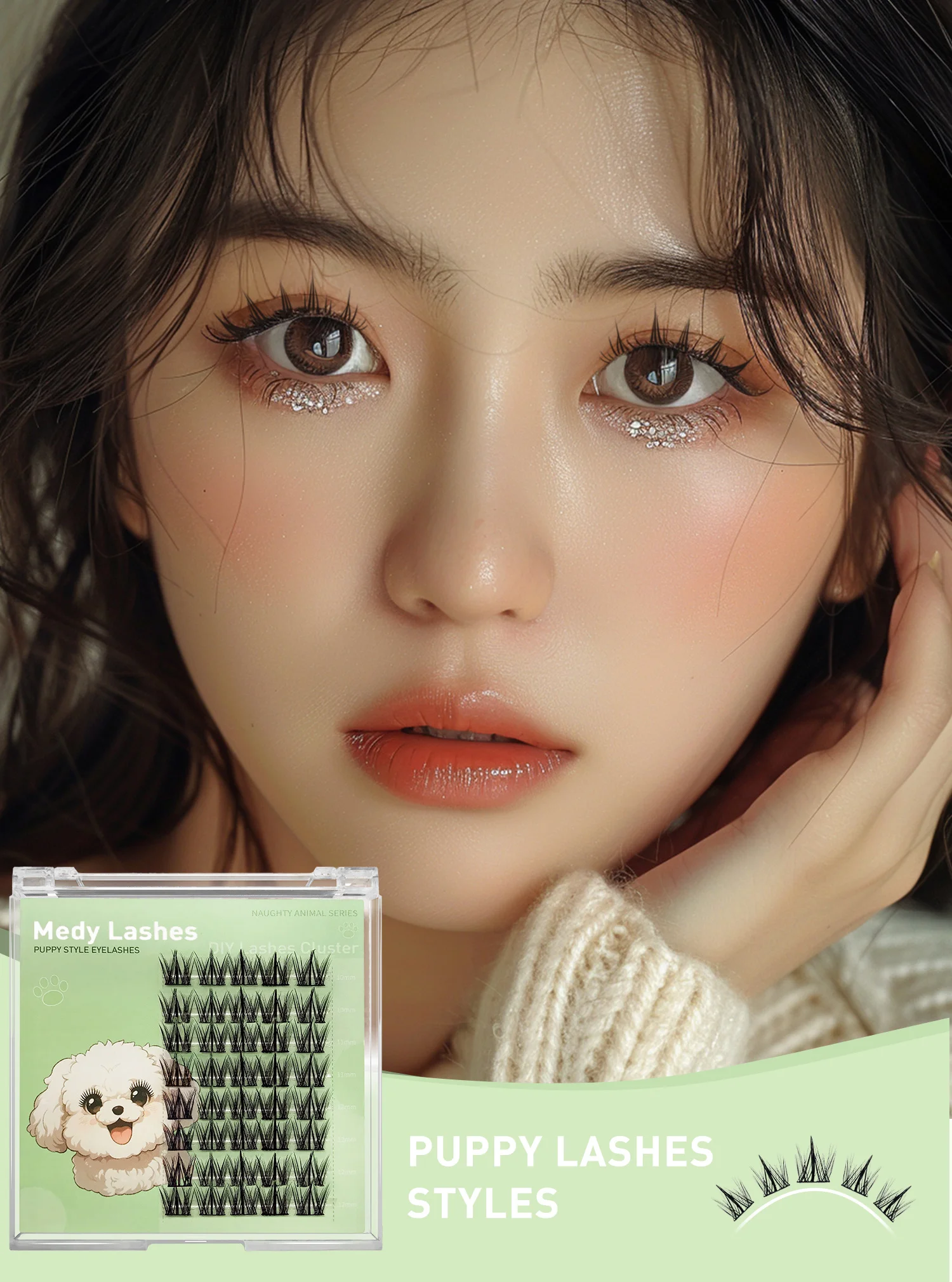 Description Picture 2 of itemPuppy lashes  Eye Lashes Segmented False Eyelashes Natural Simulation Thick Single Cluster Comic Fairy Lashes