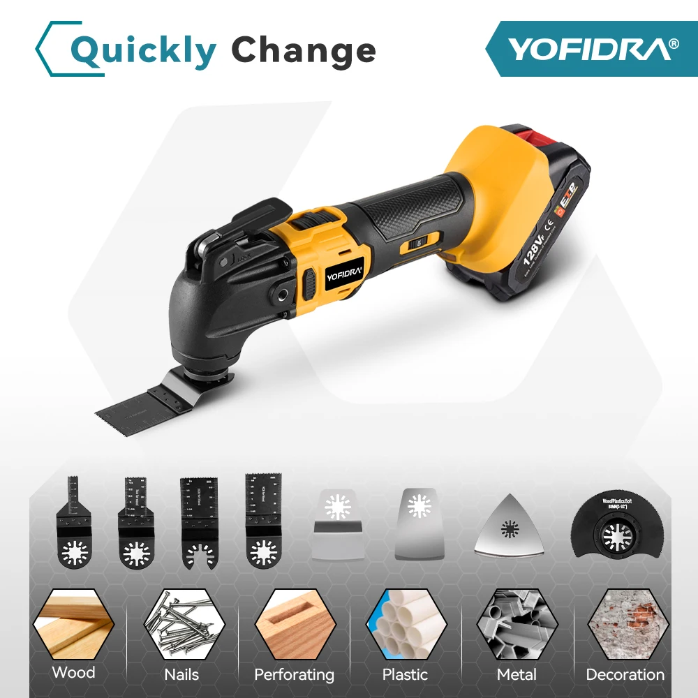 YOFIDRA Brushless Oscillating Multi Tool Cordless Vibration Woodworking Powerl Tool Electric Trimmer Saw for Makita 18v Battery 2