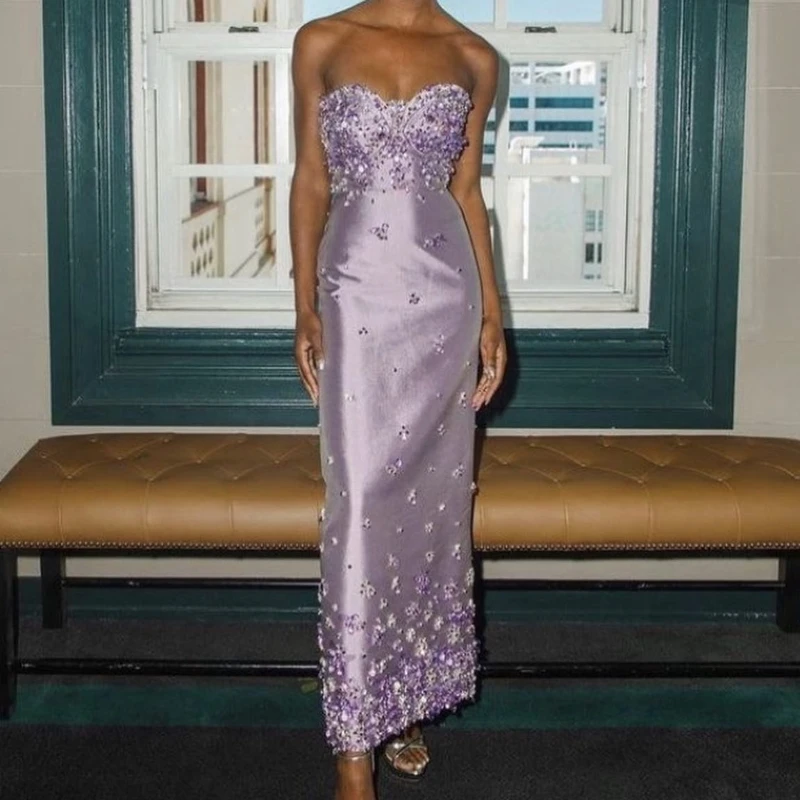 

Purple Sexy Sweetheart Beading Crystal Dubai Evening Dress Mermaid Off The Shoulder Ribbons Saudi Arabic Formal Party Prom Gown