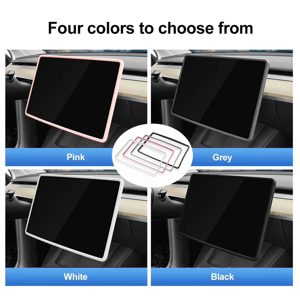 Silicone Protective Trim Cover Accessories Central Control Navigation Screen Protector Frame Car Trim For Tesla Model Y Model 3