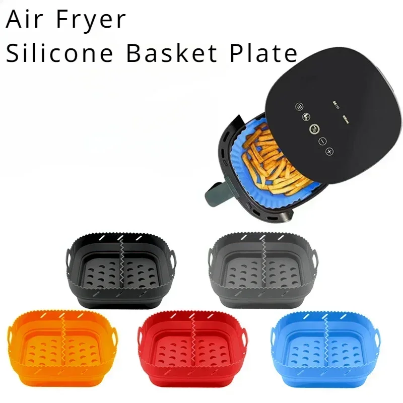 Air Fryer Silicone Tray Oven Baking Tray Pizza Fried Chicken Baking Tool Reusable Liner Easy To Clean Airfryer Silicone Basket