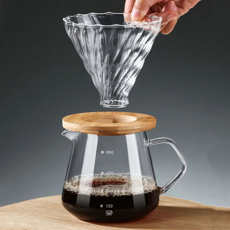 Description Picture 6 of item1pcs 300ml/600ml Pour Over Coffee Maker Set Glass Carafe Coffee with Glass Coffee Filter Drip Coffee Maker Set For Home Shop Bar