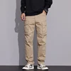 Outdoor Solid Color Men's Straight-Leg Pants with Multiple Pockets 2025 Spring and Autumn Casual Hiking Cargo Pants 1
