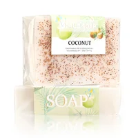 M + Savon au lait de coco naturel avec particules givrées, huile essentielle blanche brillante, savon fait à la main, hydratant pour les mains, 100% biologique 4