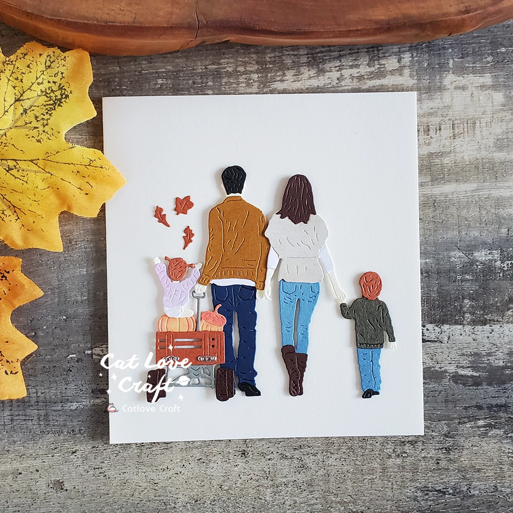 Catlove 호박 가족의 뒷모습 금속 절단 다이 스크랩북 스텐실 다이 컷 카드 만들기 DIY 공예 엠보싱 새로운 다이