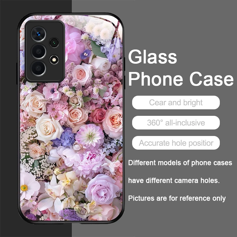 Floral Luxury Fresh Flower Pattern Glass Phone Case