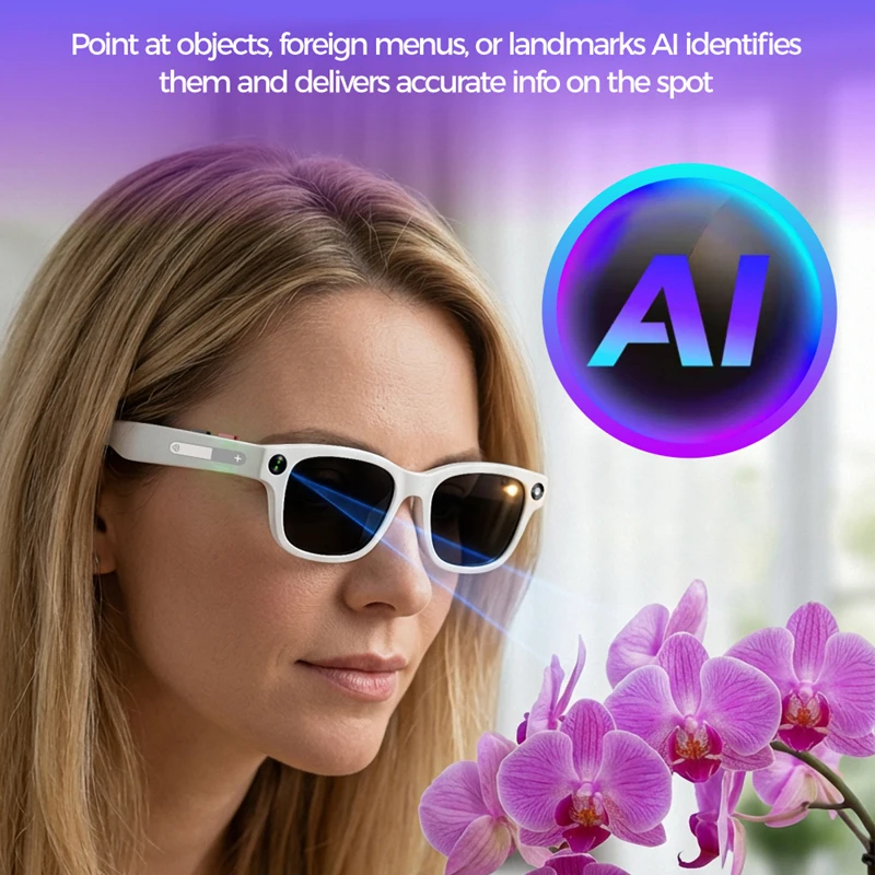 Occhiali Smart AI 4K con Traduzione AI, Fotocamera HD 8MP, Registrazione Conversazioni, Ascolto Musica - Novità 2026 - immagine 4