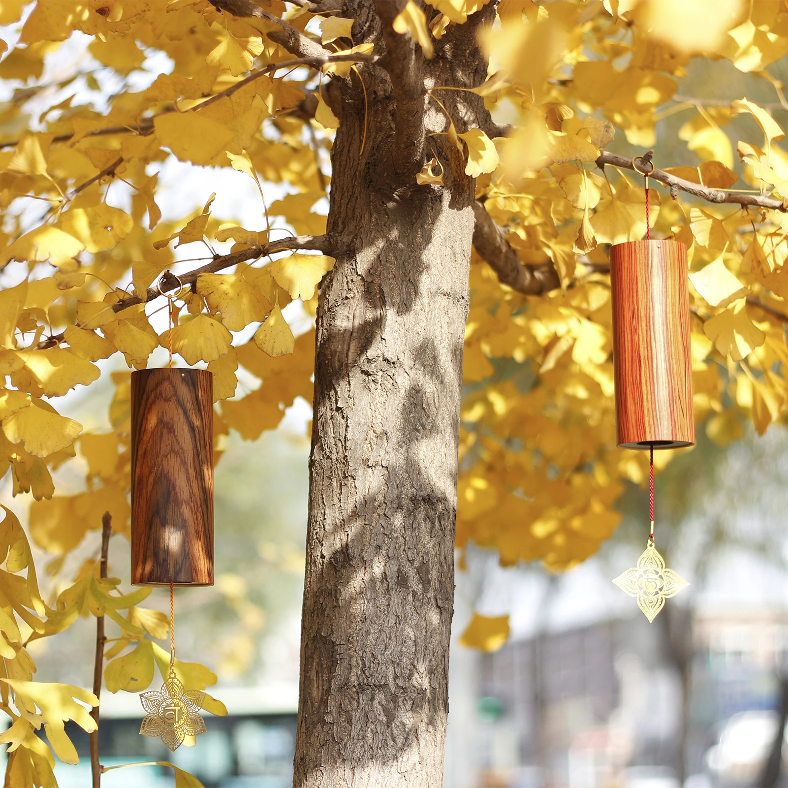 Chakra Chimes Natural Bamboo Wind Chimes Meditation Chord Windchime for Outdoor Garden Patio Home Decoration Zen Meditation