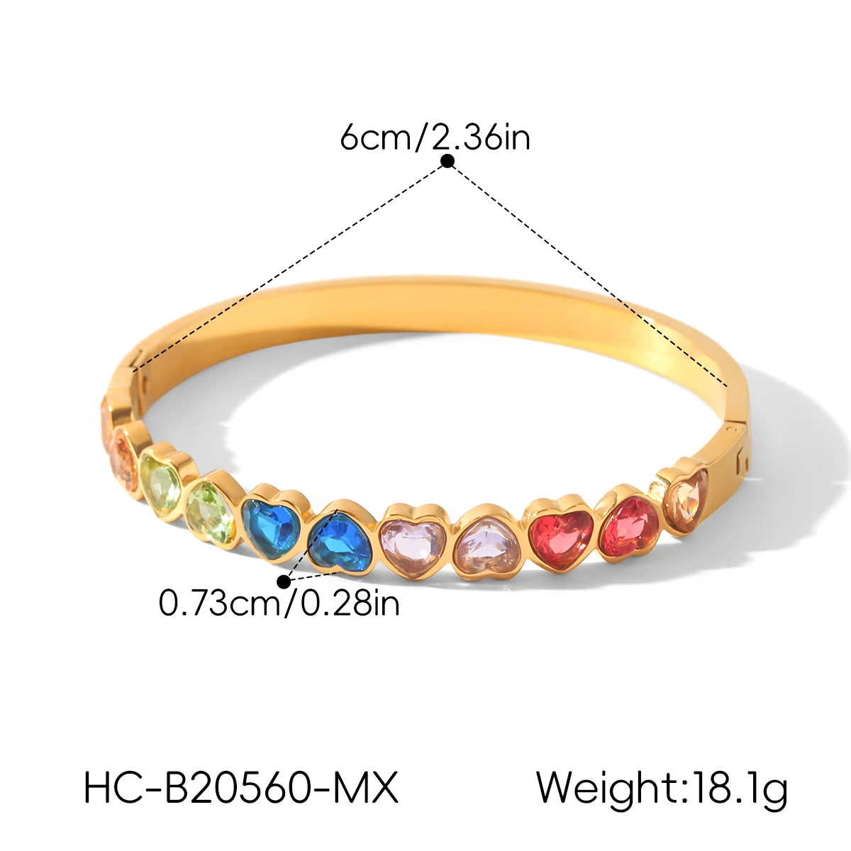 Hochwertiger Zirkonia-Armreif, 18K vergoldeter Edelstahl, Damen-Tennisarmband, wasserdicht, anlaufgeschützt, für Hochzeiten und Partys – Detail 6
