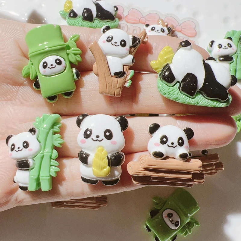 10Pcs New Cute Cartoon Mini Panda Series Flat Back Resin Scrapbooking DIY Jewelry Craft Decoration Accessories