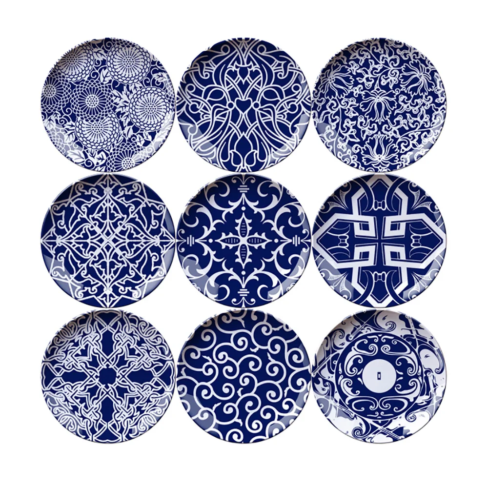 Chinese Style Blue and White Porcelain Decorative Hanging Plate, Background Wall, Living Room 4