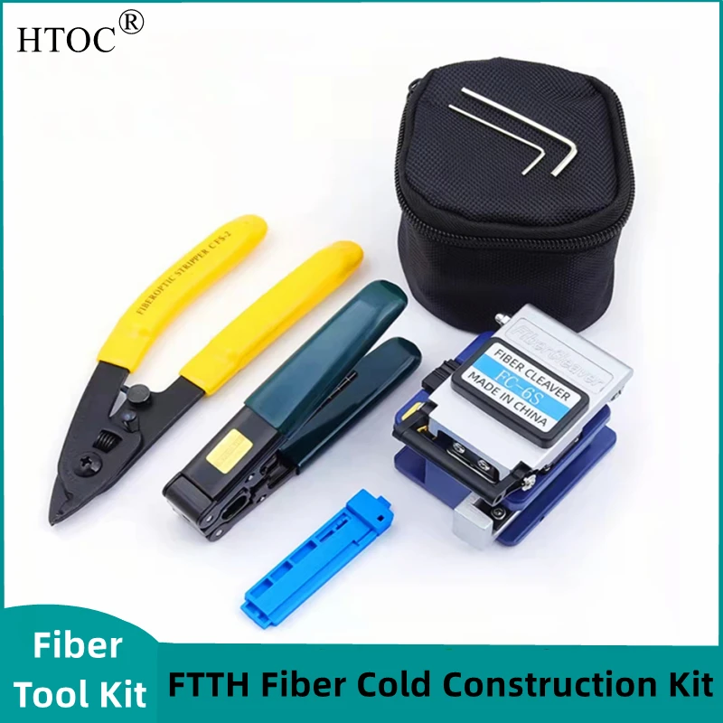 HTOC Optical Fiber Tool Kit Cold Connection With 36000 Cleaves And Fiber Optic Drop Cable Fiber Stripper CFS-2 Double Port Hole oem motherboard connection flex cable for huawei p smart 2017