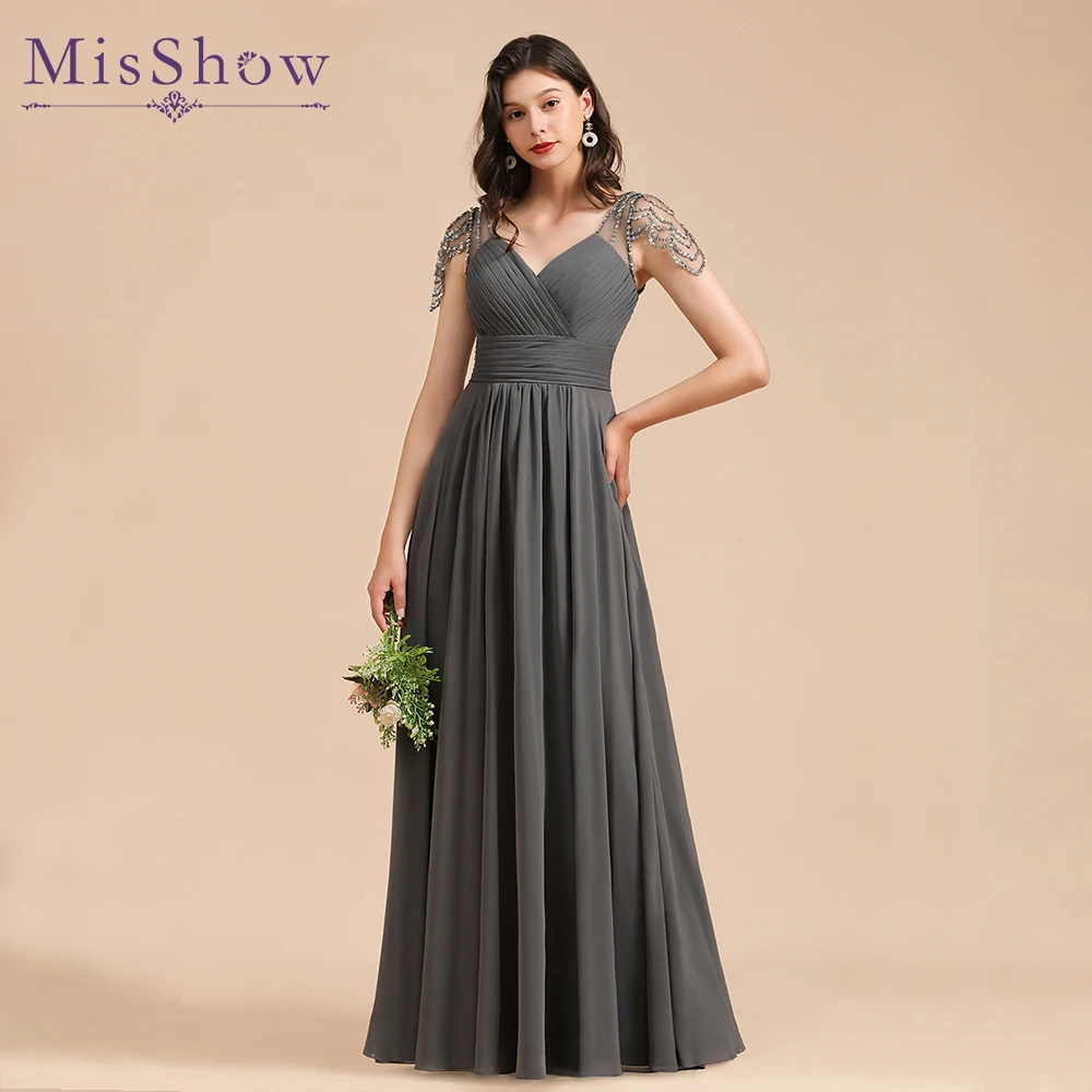 

High-end Custom Wine Red Bridesmaid Dresses for Women Luxurey Bling Sequins Beading Sleeves Sexy V-neck A-line Backless