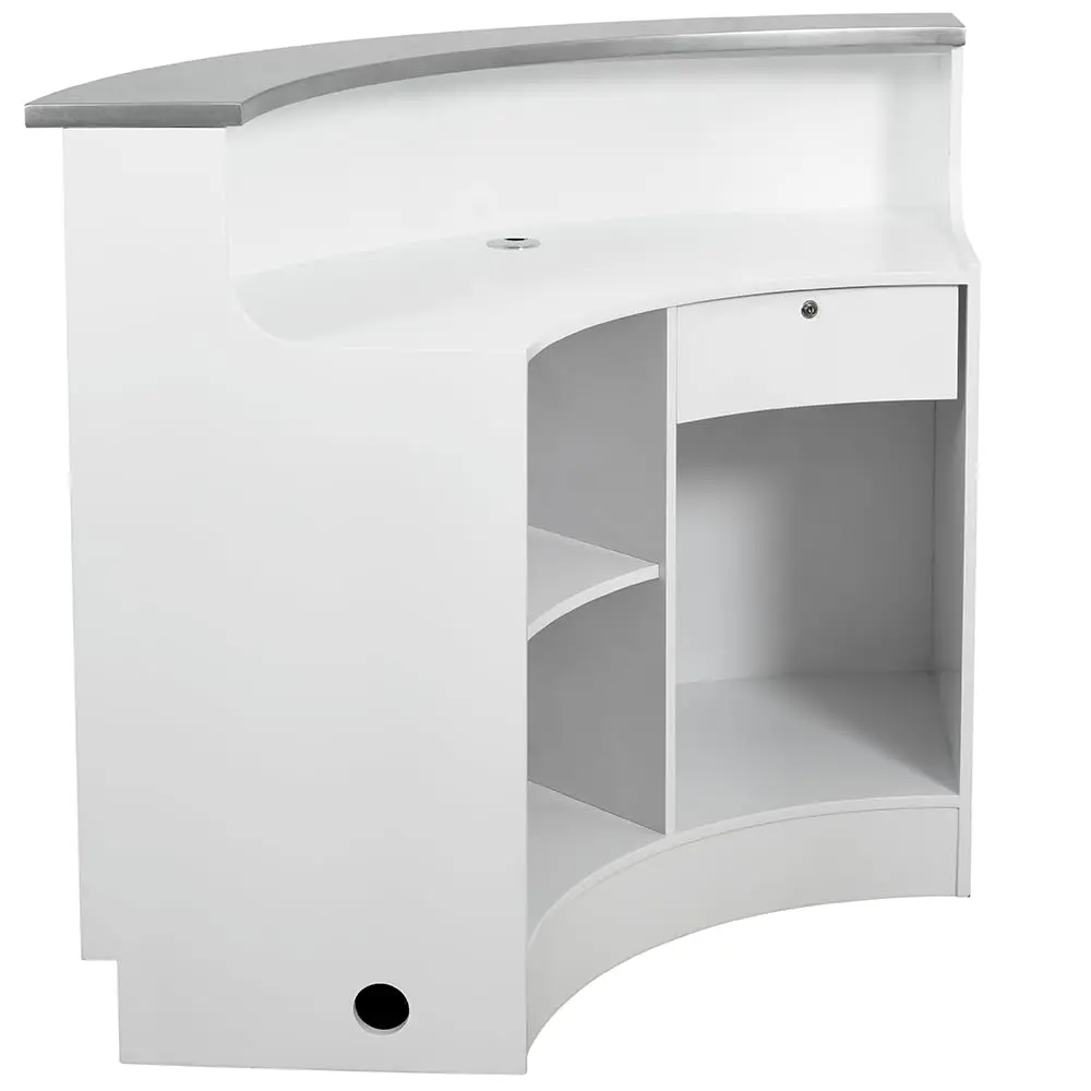 Reception Desks,LED Illuminated Curved Reception Desk Area Counter Round,39.37"D X 57"W X 42.13",HReception Desks