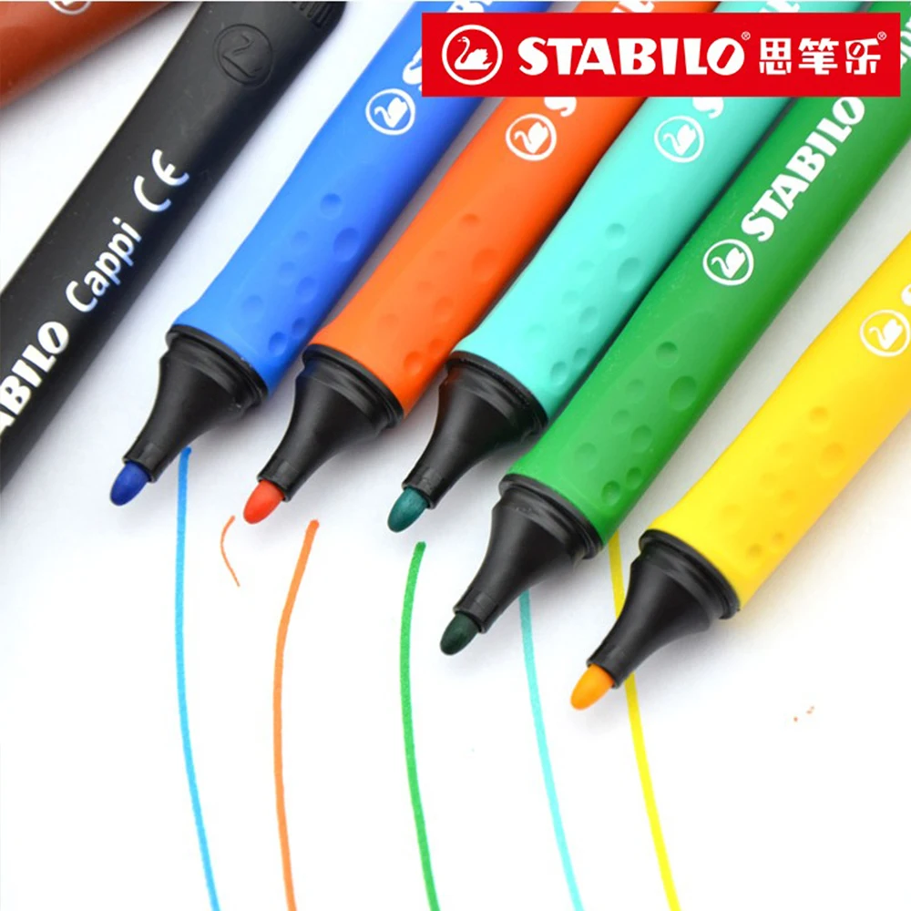 Stabilo 12/18/24 색상/세트 수채화 물감 펜 그림 낙서 빨 수있는 컬러 마커 마커 세트 편지지 유치원 특정