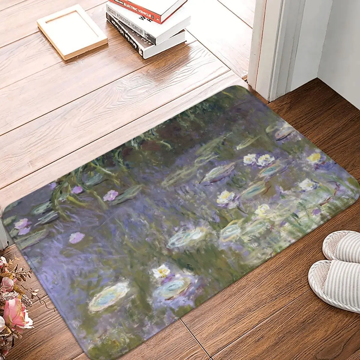 Claude Monet-Ninfee-Tappeto Bianco E Verde Tappeto Parquet Mandala