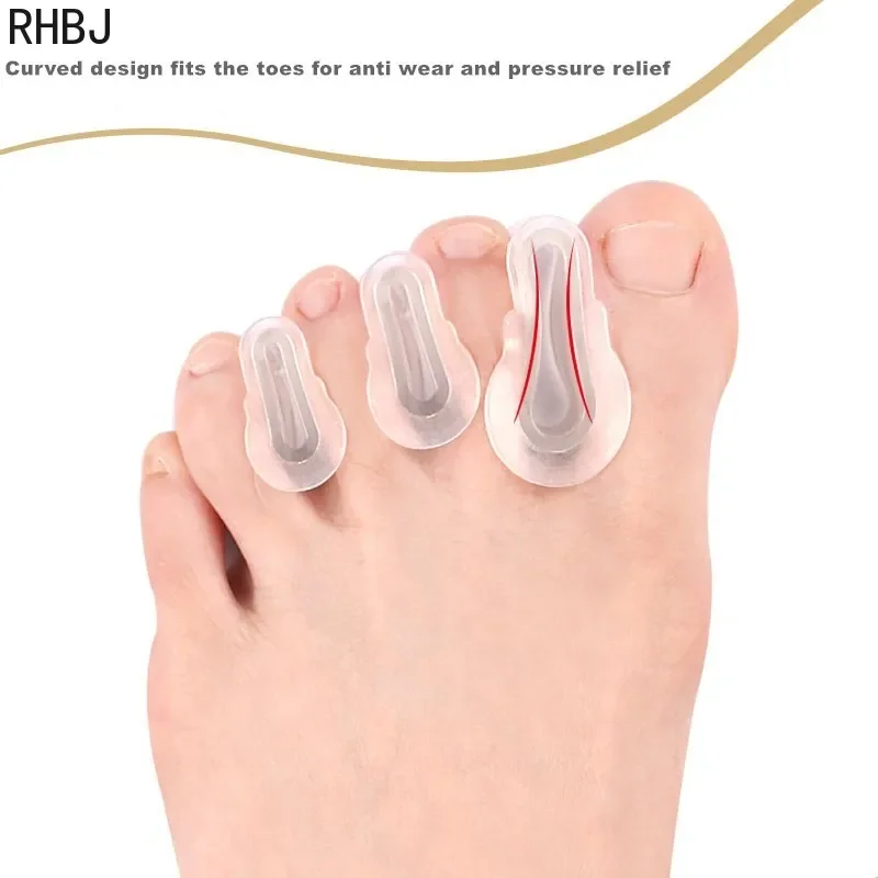 RHBJ 2pcs=1Pair Thumb and Foot Care Corrector Silicone Overlap Corrector for Protruding Toe Correction Clip Pad Toe Separators