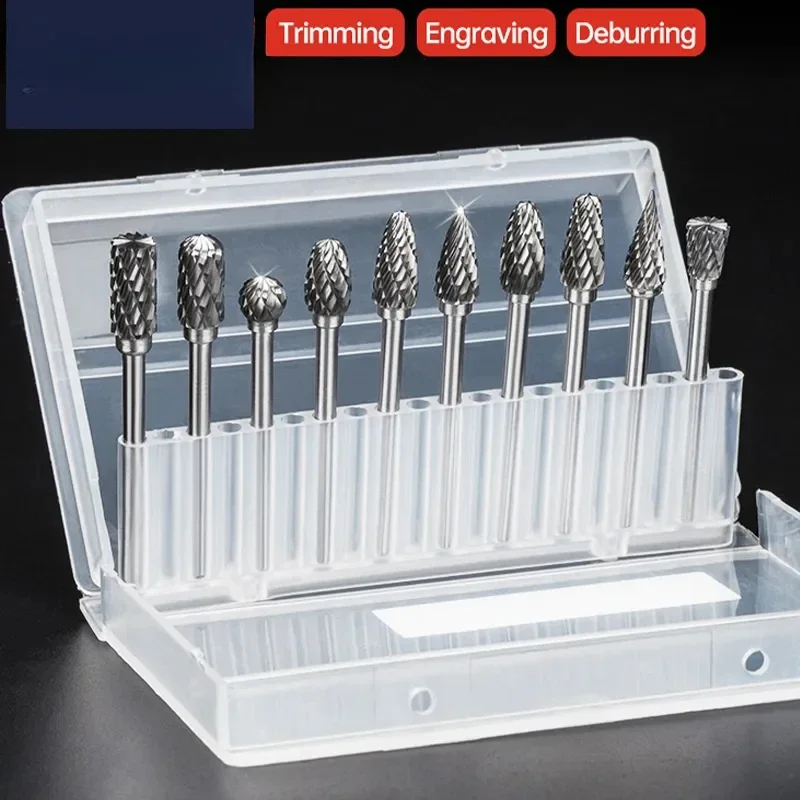 10Pcs Rotary Carbide Burr Set 1/8