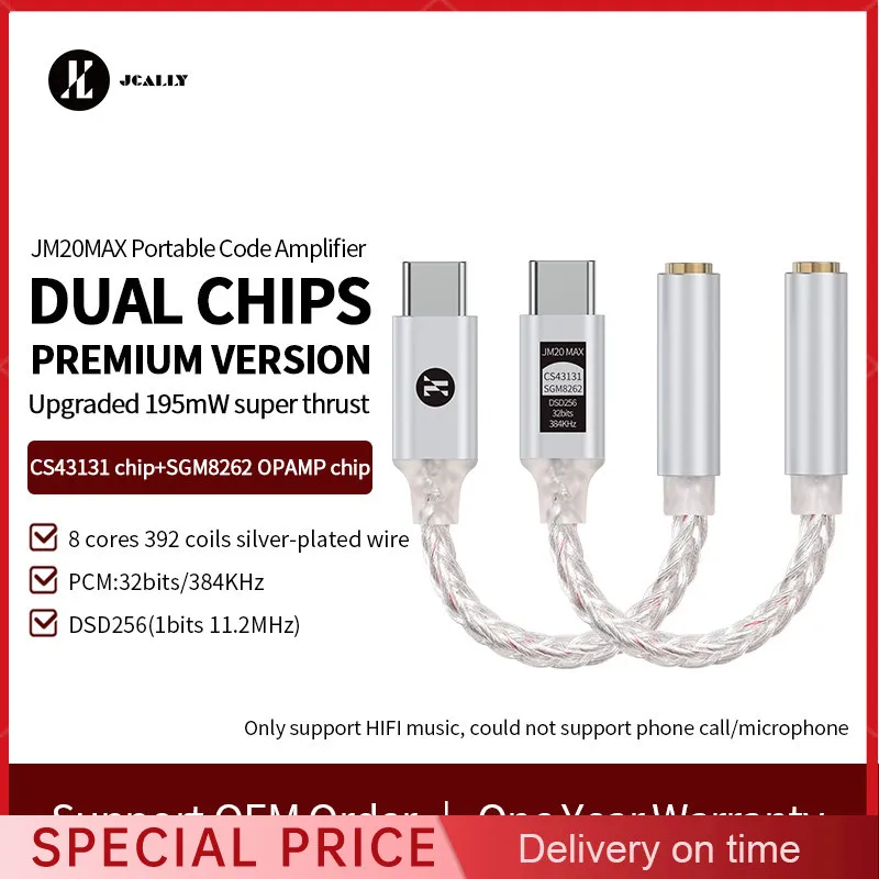 Jcally JM20 Max Dac Type C To 3.5mm Adapter Dongle CS43131 + SGM8262 ...