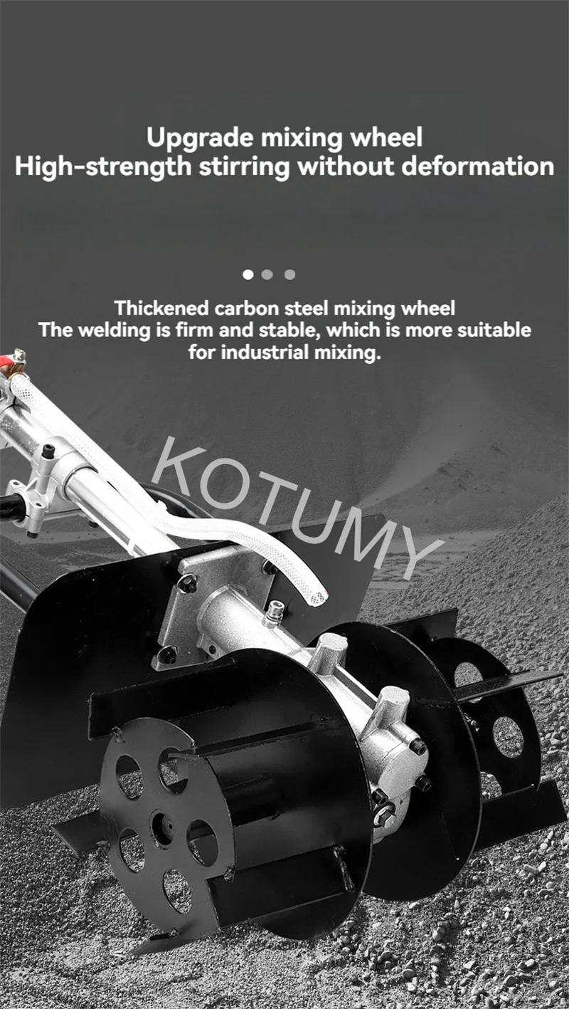 KOTUMY Elektrischer Betonmischer, Handschub, hocheffizienter Futtermörtel, Multifunktions-Konstruktion, Zementmischer, 220 V, 9800 W – Detail 6