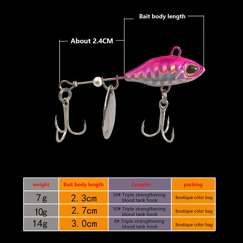 Металлическая рыболовная приманка вихревой Спиннинг 7 г 10 г 14 г 360 ° быстрое вращение блёстки пресноводная жесткая приманка Вибрирующая ложка для щуки окуня