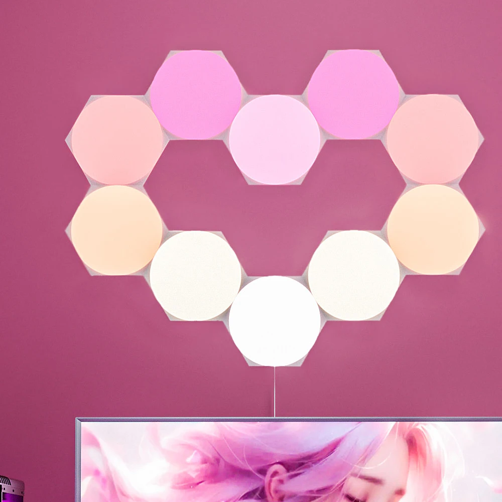 

Large Super Hexagonal Wall Light Modular Touch Sensitive Lights Creative Geometry Assembly LED Hexagon Lights