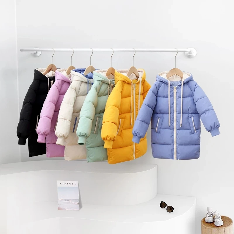 Children's Down Coat Winter Teenage Baby Boys Girls Cotton-padded Parka & Coats Thicken Warm Long Jackets Toddler Kids Outerwear 1