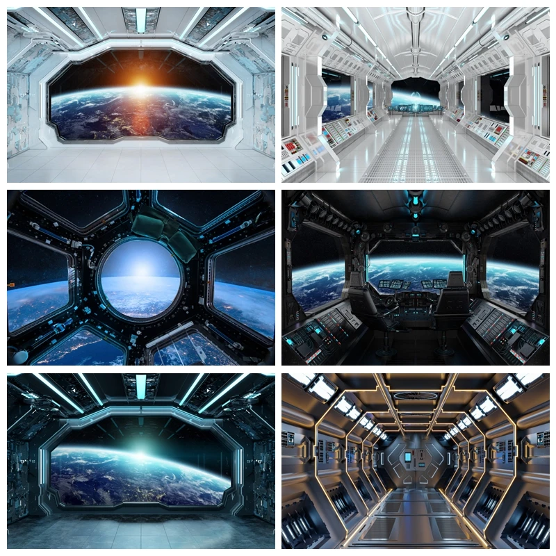 Spaceship Interior Backdrop Window View On Planet Earth Universe Exploration Science Fiction Spacecraft Photography Background