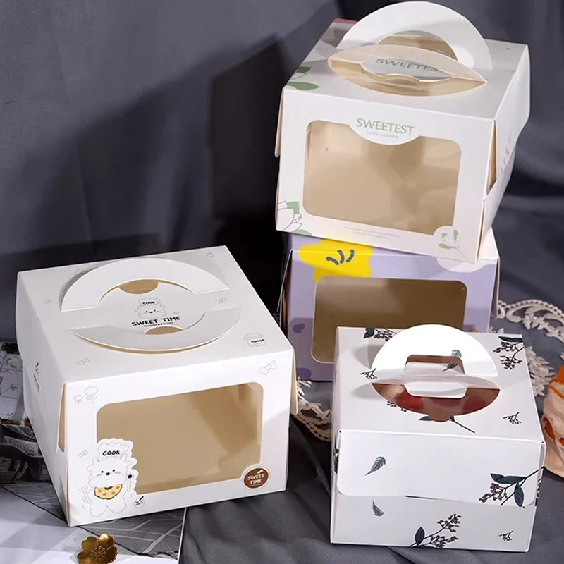 

50pcs 4-inch Cake Packaging Boxes Baking Packaging Desserts Candy Gifts Portable Pack Boxes Birthday Parties Wedding Decorations