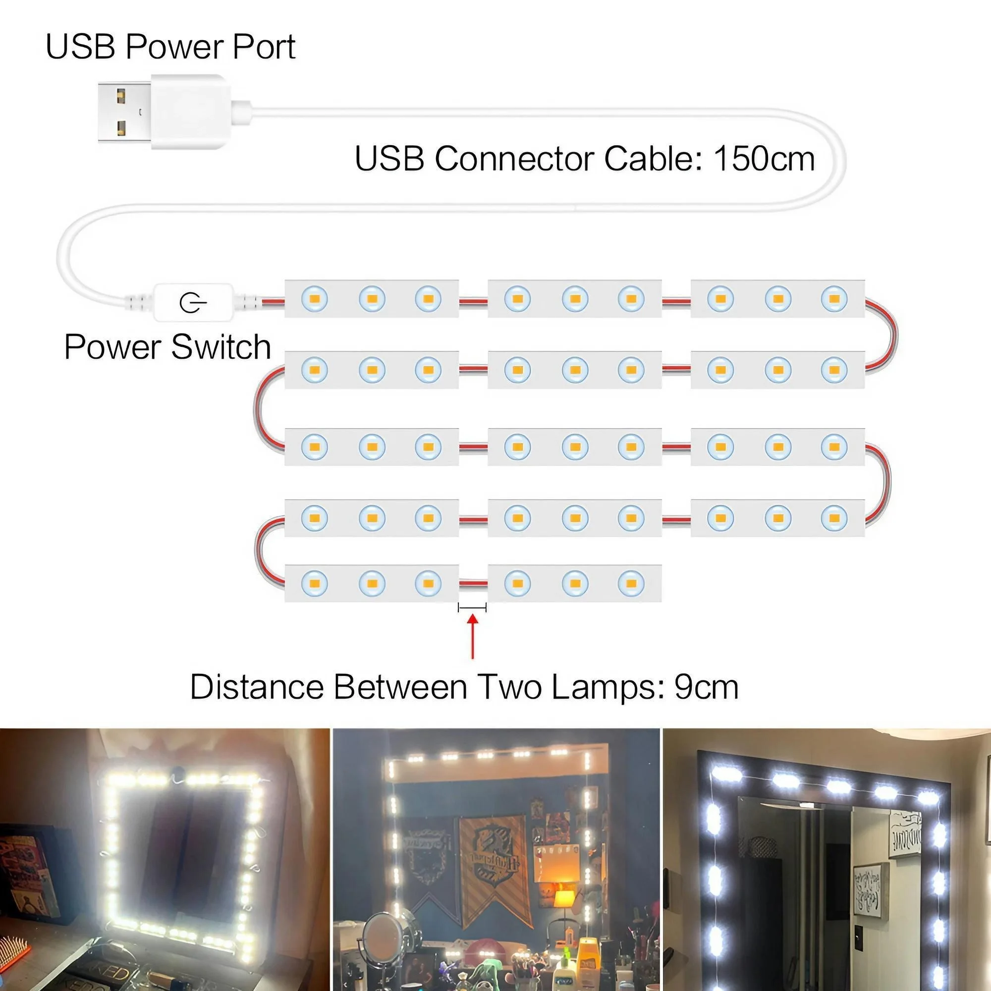 Innovative USB Touch LED Cosmetic Mirror Lighting Multi-functional Dimmable Design Perfect Lighting Solution mirror lights makeup mirror lights vanity light makeup lamp