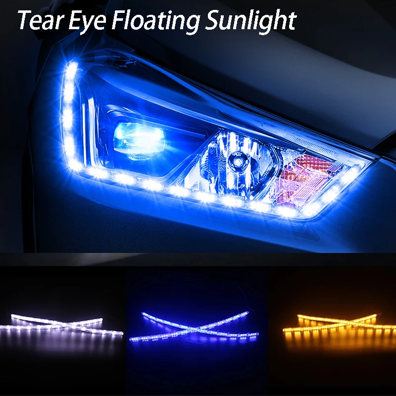 

2PCS Auto Universal LED Crystal Tear Eye Decorative Light Car Streaming Atmosphere Running Horse Warning Light With Start Scan