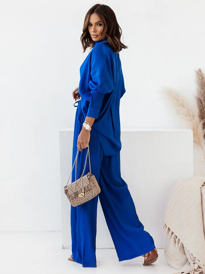 Tenue Ample Respirante Tenue 2 Pièces Femme - Ensemble Décontracté En Coton Lin - Cardigan Manches Longues Et Pantalon Large Cardigan Pantalon Large Décontracté