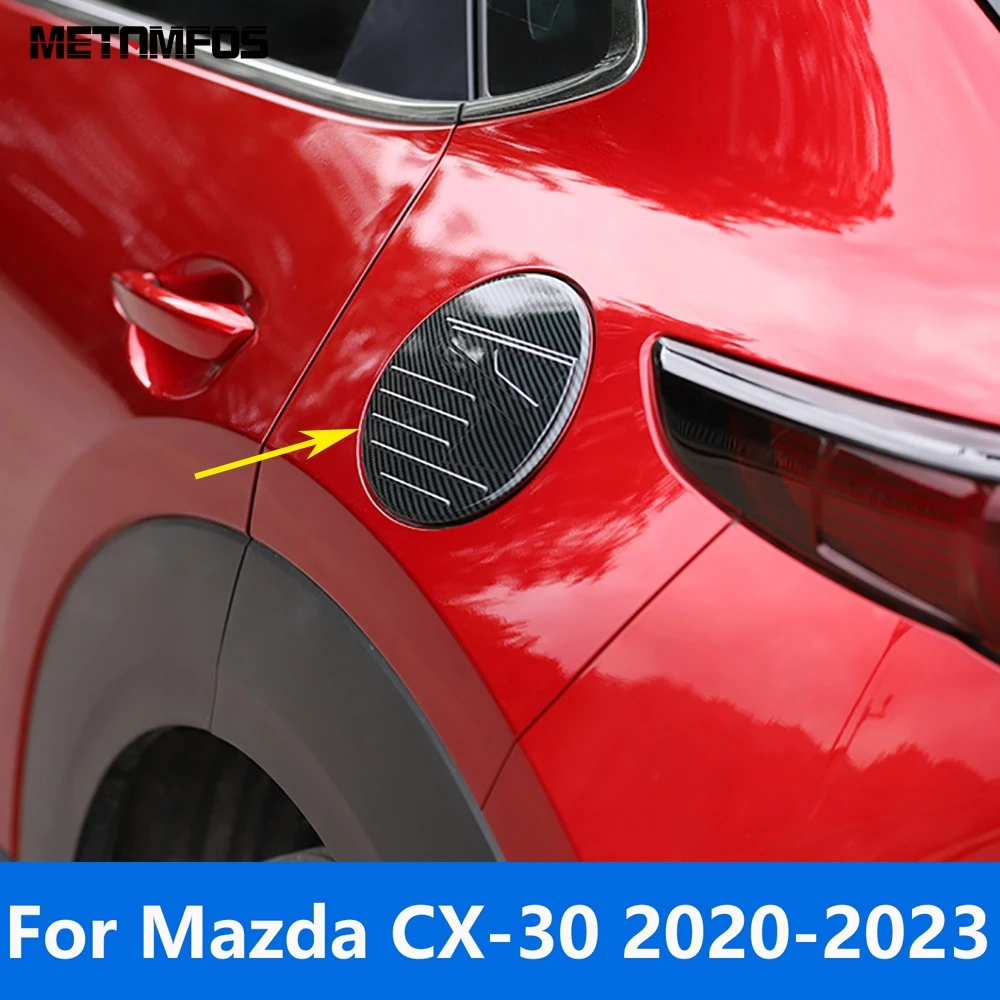 

Хромированная крышка бензобака для Mazda CX-30 CX30 2020-2022 2023, углеродное волокно, масляный наполнитель, бензиновая крышка, отделка, аксессуары, Стайлинг автомобиля