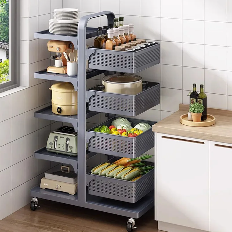 

Shelves Multi-layer Trolley Cart Vegetable Baskets Trolley Cart Multi-functional Storage Auxiliar Carrito Dining Room Sets