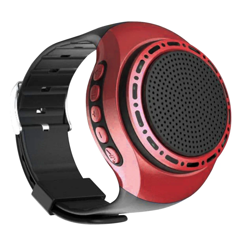 New U6 Wrist Watch Bluetooth Speaker With FM Radio Portable Outdoor Sports Running Wearable Mini Speaker Wireless Subwoofer