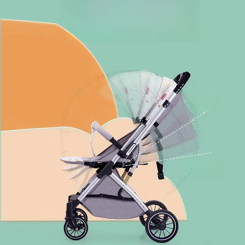 Bi-directional Lightweight Stroller, High Landscape Baby Stroller, Can Sit and Lie Down Walking Baby God Weapon