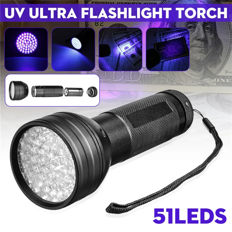 Black Light, 51 LEDs UV Blacklight Flashlights Detector