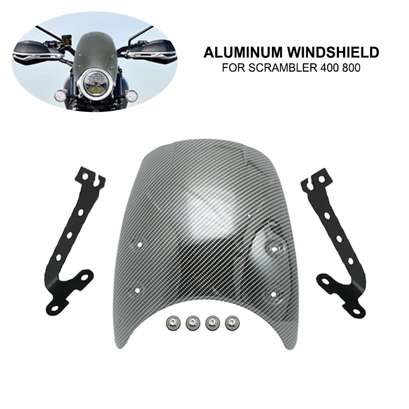 

For DUCATI Scrambler 400 800 Aluminum Windscreen 2015-2021 Motorcycle Windshield Fly Screen Shield Wind Deflector with Holder