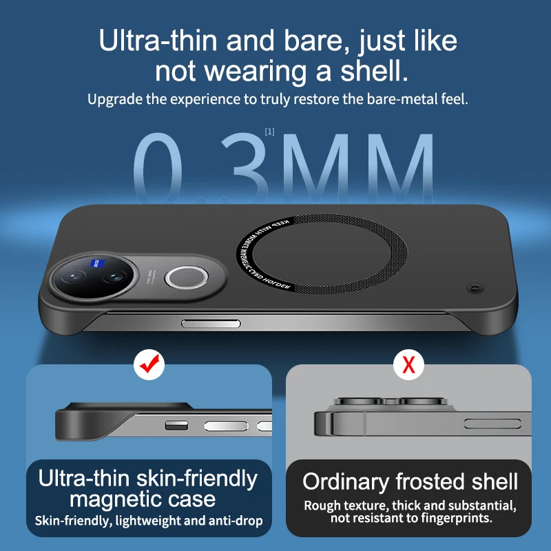 Ultra-Slim Magnetic Wireless Charging Hard Back Cover Case - No Border Design