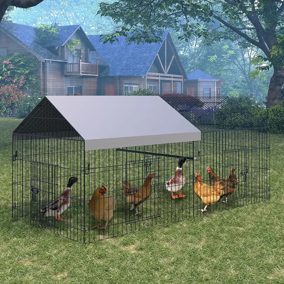 Durable Metal Chicken Coop Portable Poultry Cage