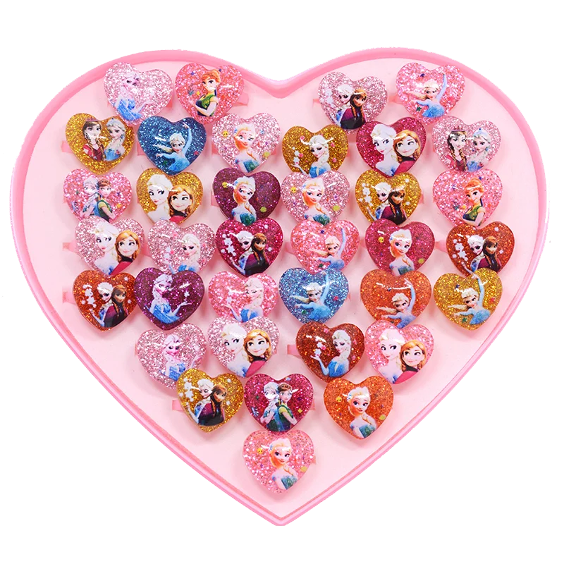 10 20pcs Mix Cartoon Elsa Anna Princess Ring Kids Children Finger heart shape Rings Toys Girls Birthday Party Supplies Gifts ring set finger ring adjustable rings jewelry accessories sparkling heart ring