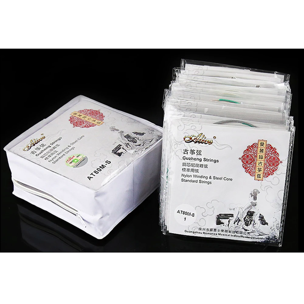 Alice AT80M High Carbon Steel Core Synthetic Silk Silver Plated Copper Alloy Nylon Winding Bright Tone Guzheng Strings
