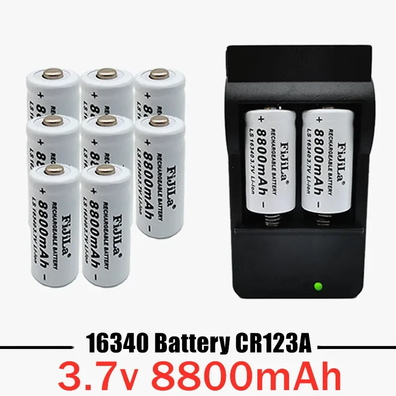 Цилиндрическая аккумуляторная батарея 16340 CR123A, 8800 мАч, 3,7 в, литий-ионная аккумуляторная батарея 16340, зарядное устройство, батарея «сделай сам»